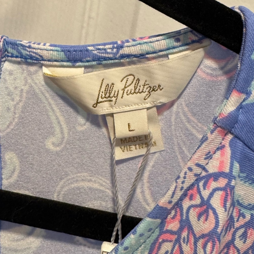 Lilly Pulitzer | NWT Danville Dress Women’s Large Sunwashed Blue Citrus Crush - Picture 8 of 10